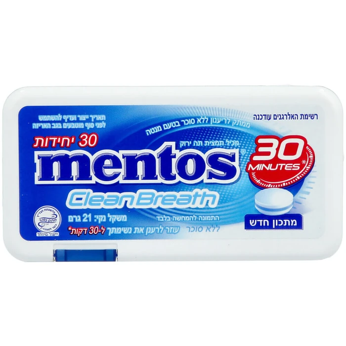 מנטוס | 21 גרם סוכריות לריענון מנטה ללא סוכר