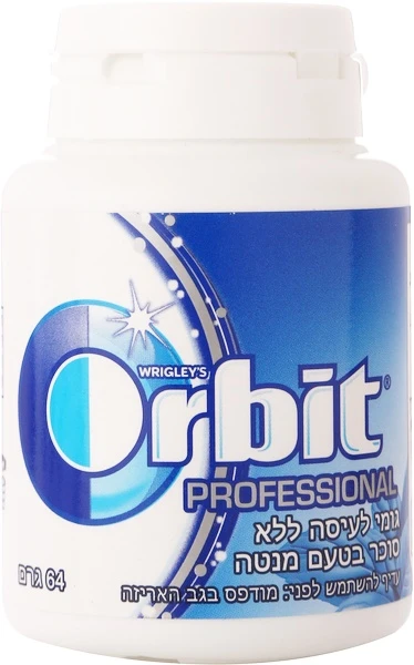 אורביט | 64 גרם מסטיק פרופשיונל מנטה כחול ללא סוכר
