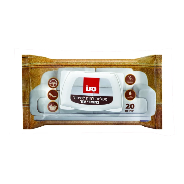 סנו | 20 יח' מטליות לחות לניקוי מוצרי עור