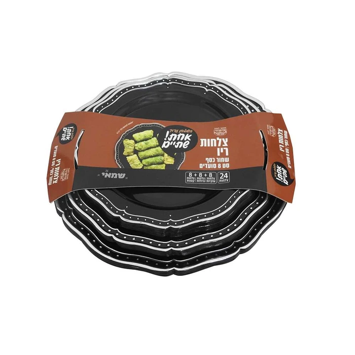 שמאי | 24 יח' צלחות ריו סט 8 סועדים שחור כסף