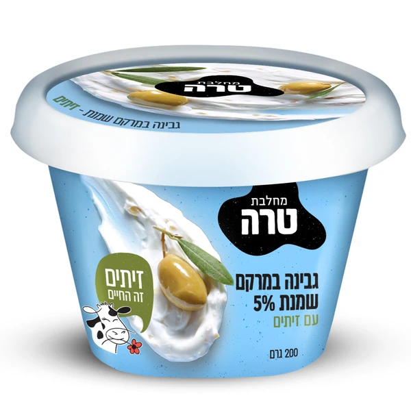 טרה | 200 גרם קרם גבינת שמנת עם זיתים ירוקים 5%