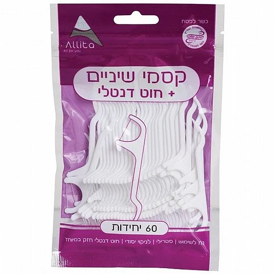 אליטה | 70 יחי קיסמי שיניים עם חוט דנטלי