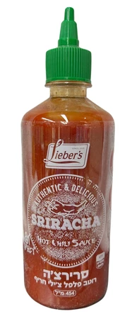 Liebers | מ''ל 454 SRIRACHA Hot chili sauce סרירצ'ה רוטב פלפל צ'ילי חריף