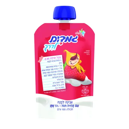 שטראוס | 100 גרם גמדים לדרך גבינה לבנה עם מחית תות 5%