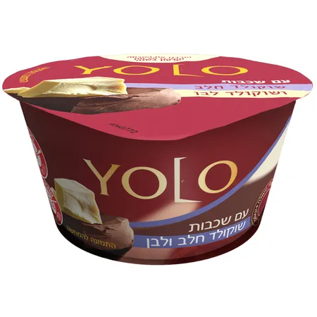 יולו | 122 גרם מעדן יולו עם שכבות שוקולד לבן וחלב