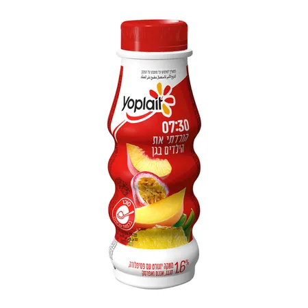 יופלה | 250 מ''ל משקה יוגורט עם פסיפלורה מנגו אננס ואפרסק 1.5%