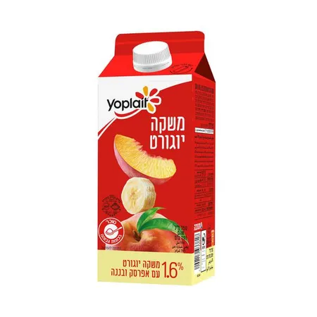 יופלה | 750 מ''ל משקה יוגורט עם אפרסק ובננה 1.6%