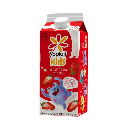 יופלה | 750 מ''ל יופלה קידס משקה יוגורט עם תות