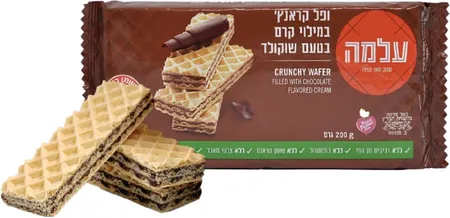 עלמה | 200 גרם וופלים בלגי במילוי קרם בטעם שוקולד