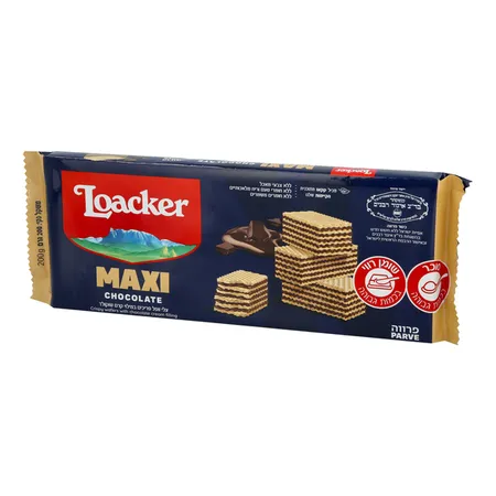 לואקר | 200 גרם מקסי עלי וופל פריכים במילוי קרם שוקולד