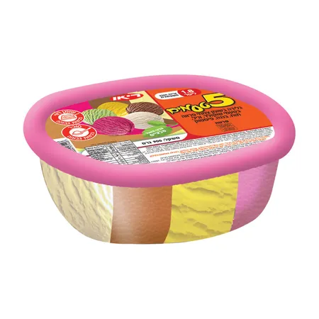 ריאו | 1.8 ליטר גלידה פרווה 5 טעמים שוקולד וניל תות בננה פיסטוק