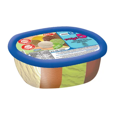 ריאו | 1.8 ליטר גלידה 5 טעמים וניל שוקולד בננה פיסטוק וקפה