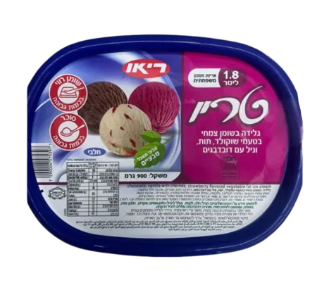 ריאו | 1.8 ליטר גלידה שוקולד תות וניל עם דובדבנים