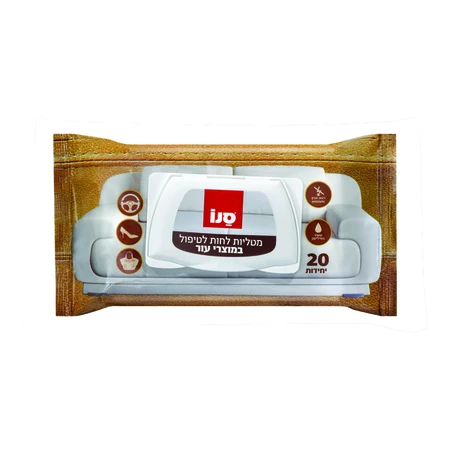 סנו | 20 יח' מטליות לחות לניקוי מוצרי עור