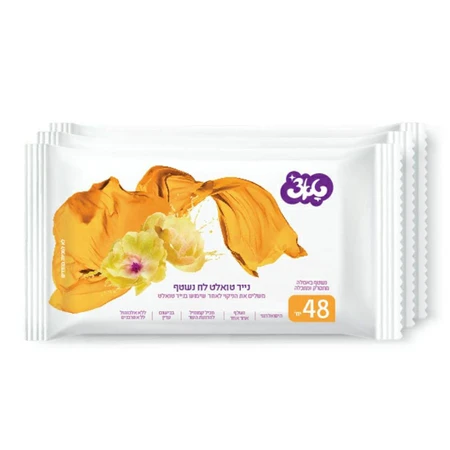 טאצ' | 3×48 יה' מגבוני טואלט לחים (צהוב)