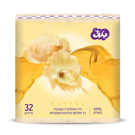 טאצ' | 32 גלילים נייר טואלט דו שכבתי PASTEL