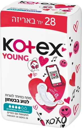 קוטקס | 28 יח' תחבושות יאנג נורמל פלוס עם כנפיים