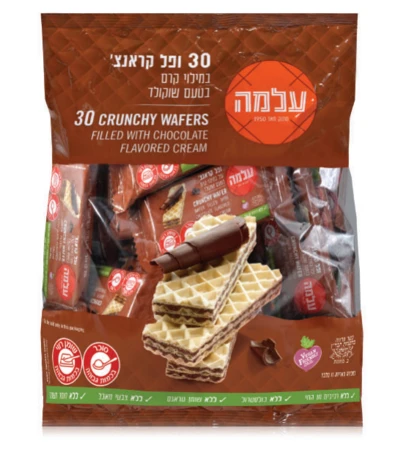 עלמה | 600 גרם ופל קראנצ' במילוי קרם בטעם שוקולד 30 יח'