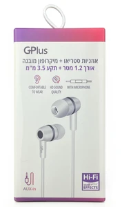 IN-EARPHONE | G+PLUS אוזניות + מיקרופון 1.2מטר