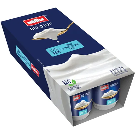 מולר | 8×150 גרם מארז שמינייה יוגורט ביו 1.7% שומן