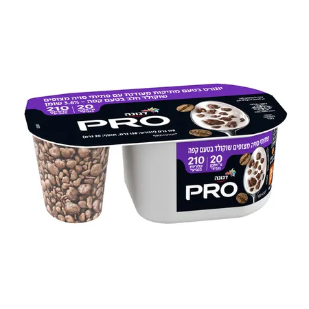 שטראוס | 178 גרם יוגורט פרו פתיתי סויה מצופים שוקולד חלב בטעם קפה